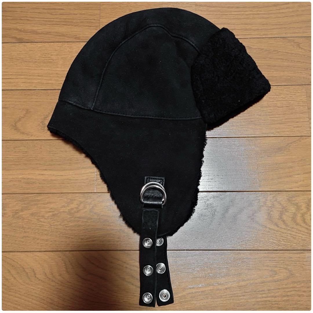 本日最終超特価】 CYBERDYNE ラムスキンムートンアビエーターキャップ