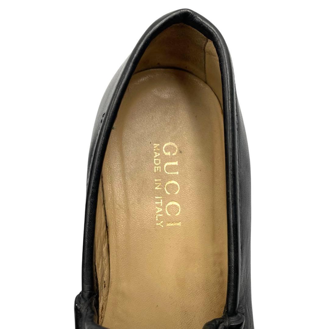 《超美品》グッチ ホース ビット ローファー ゴールド金具 黒系 37 1/2