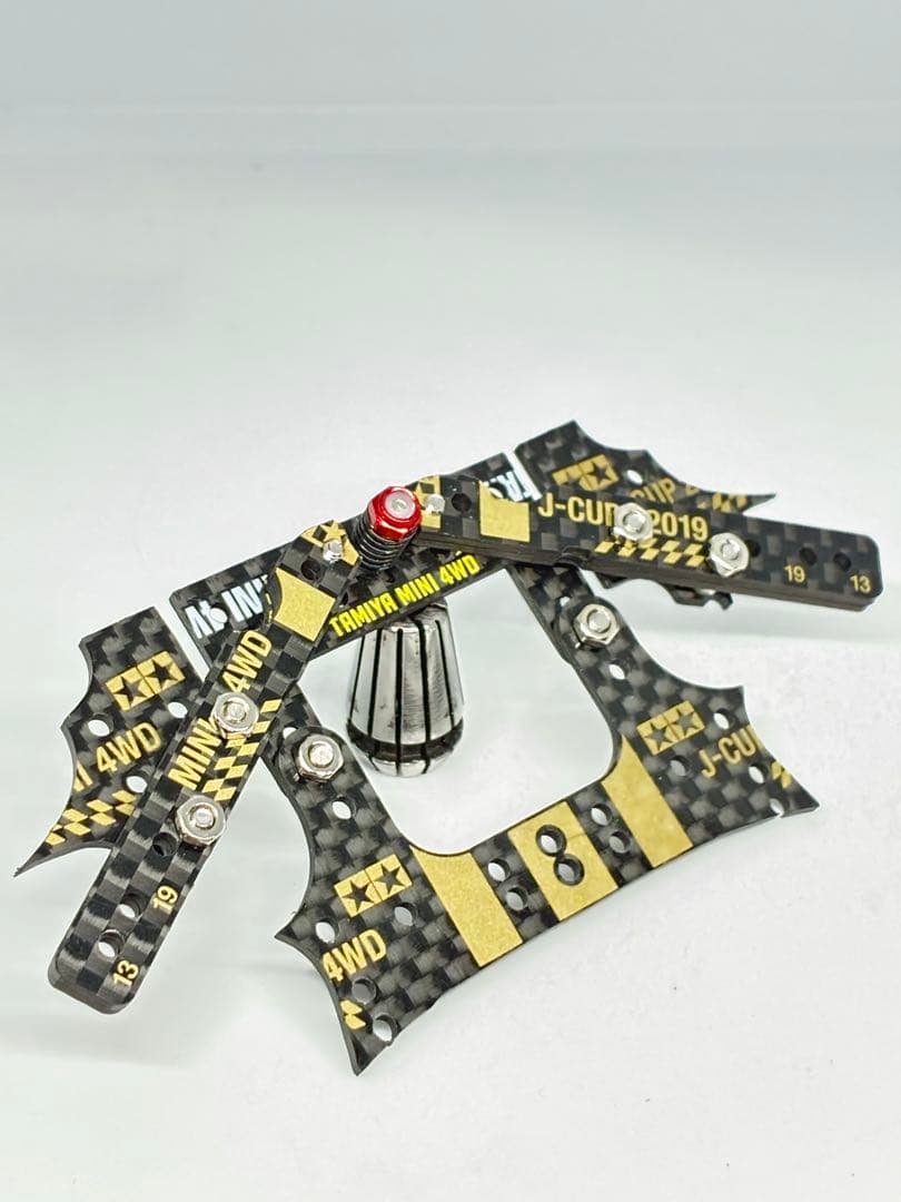 ミニ四駆 CNC加工 純正カーボン仕様 リヤアンカーユニット ゴールド