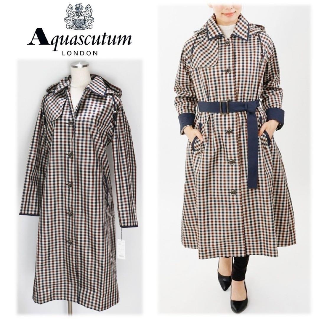 アクアスキュータム》新品 トレンチデザイン クラブチェック レイン