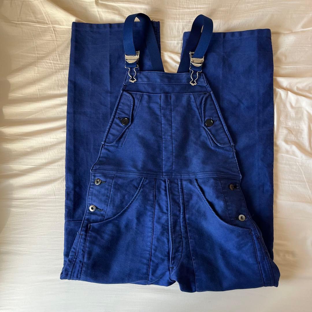 30s 40s Adolphe Lafont モールスキン　オーバーオール 40's Adolphe Lafont ブラックモールスキンフレンチワーク