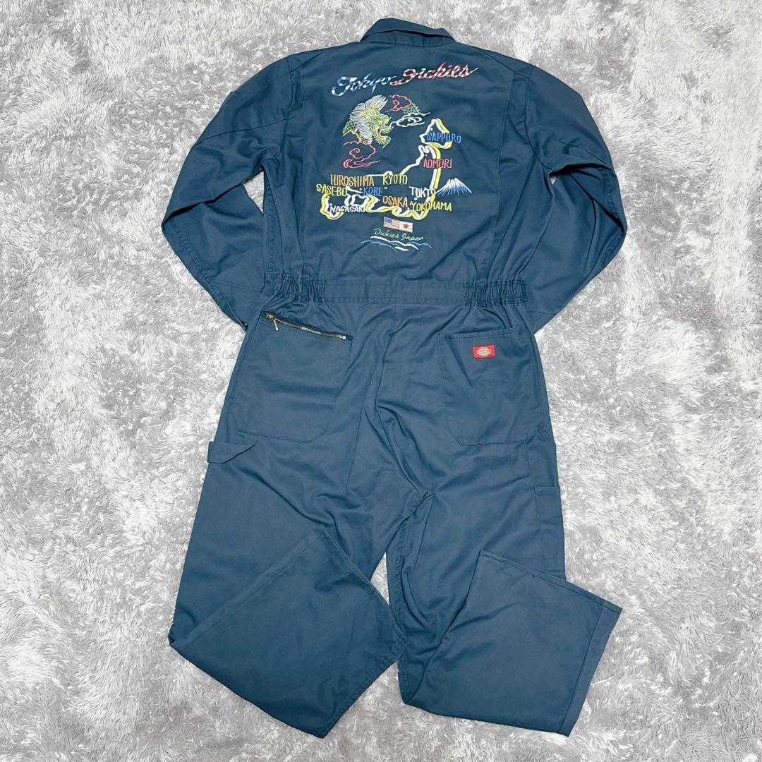 激レアDickies ディッキーズ つなぎ オーバーオール 長袖 刺繍 紺 42