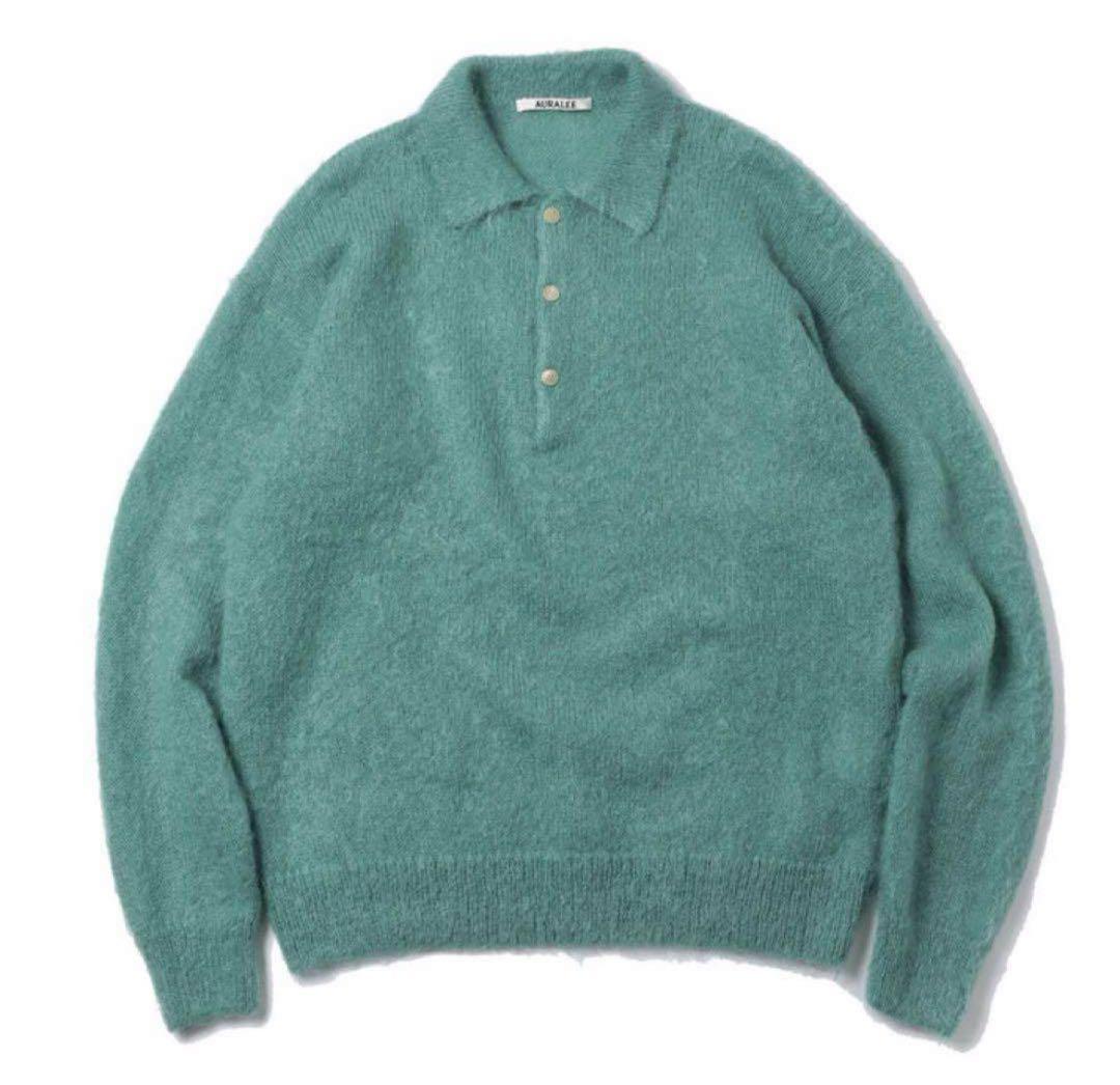 AURALEE オーラリー モヘアニット ニットポロ グリーン 緑 - メルカリ