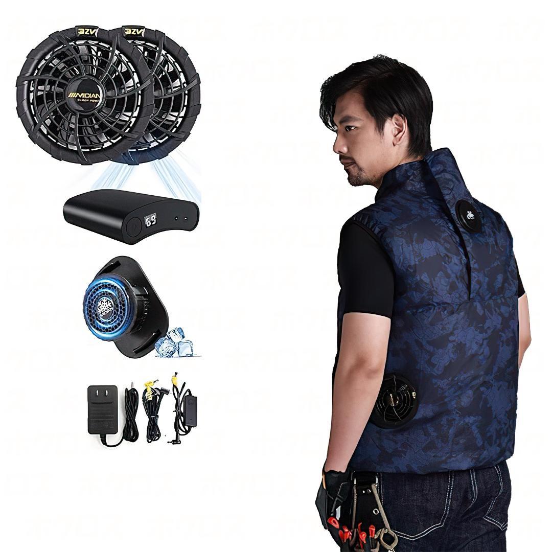 AIRSCAFT 13v空調服用冷却ファンセット 充電器付き40500mAhバッテリー