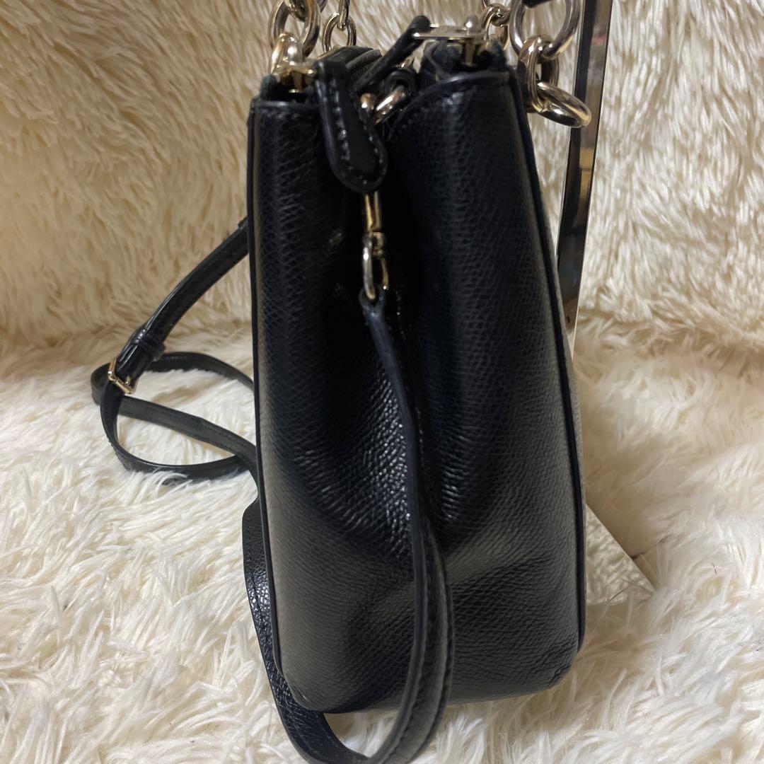 コーチ ショルダーバッグ 2way 黒 レザー クリスティ ダブルジップ