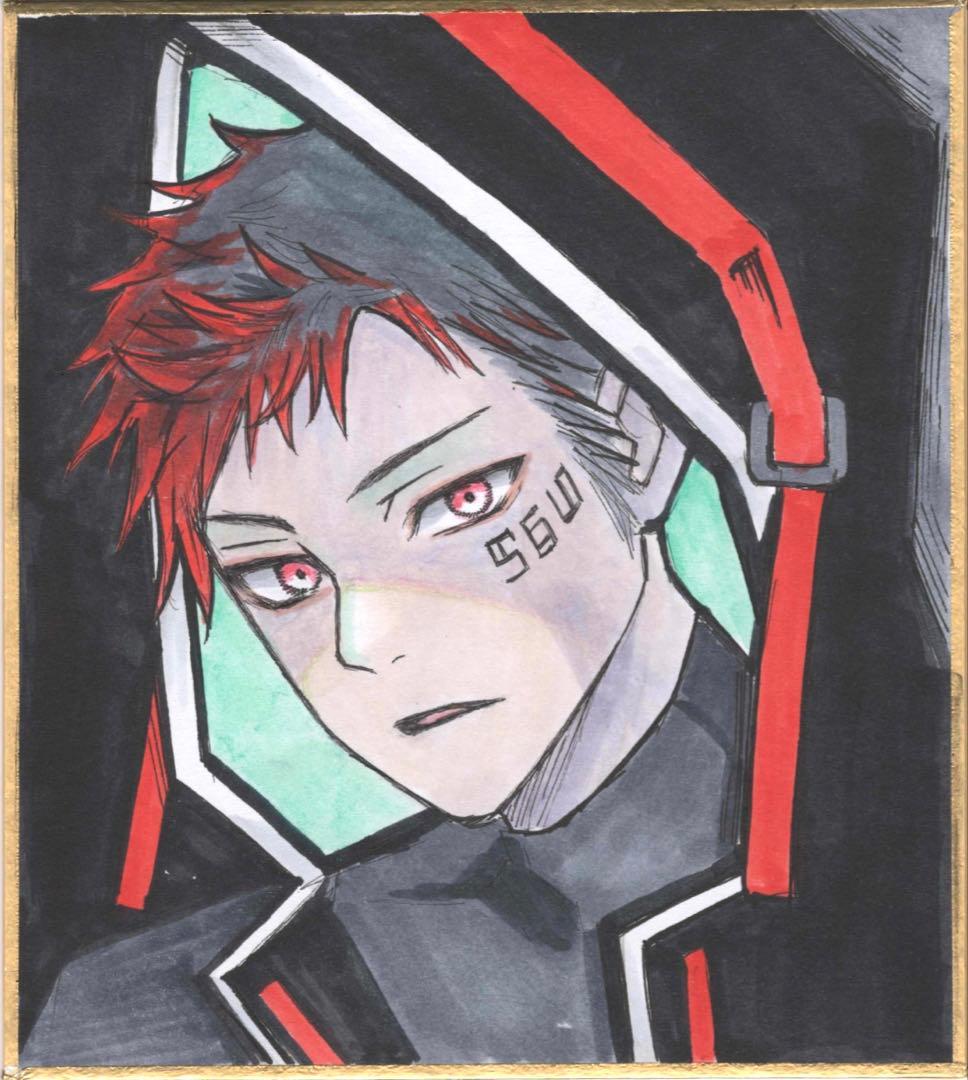 m*a様 手描き イラスト オリジナル アナログ 色紙 男の子 - イラスト特別