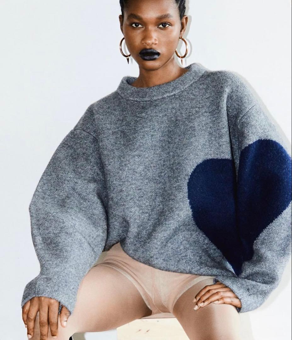 NKNIT グレー ハートニットセーター - メルカリ