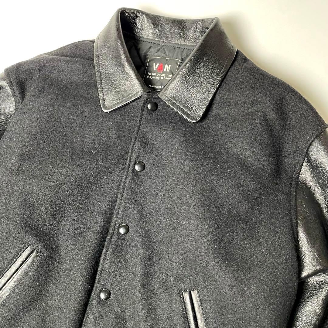 日本製】VAN JAC アームレザー スタジャン 黒 L位 袖牛革 - メルカリ