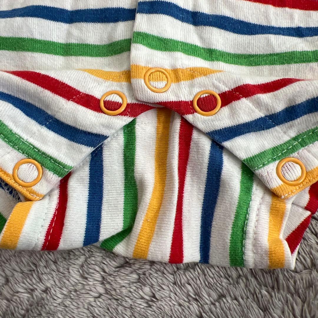 miki HOUSE ストライプロンパース 70 虹色 - メルカリ