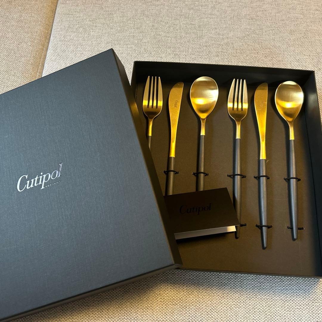 【新品未使用】クチポール Cutipol ゴア　ブラックゴールド　6本セット 送料無料】【ギフトセット】Cutipol（クチポール） ｜ GOA カトラリー