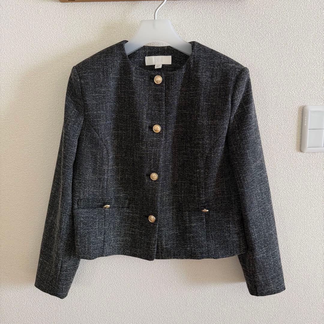 美品 ZARA メランジショートブレザー - メルカリ
