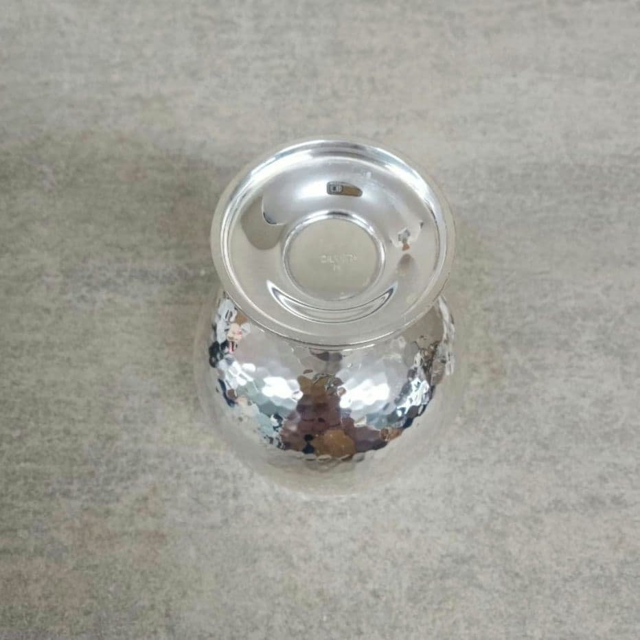 純銀カップ 金色内側 ハンマード仕上げ silver刻印インテリアシルバー