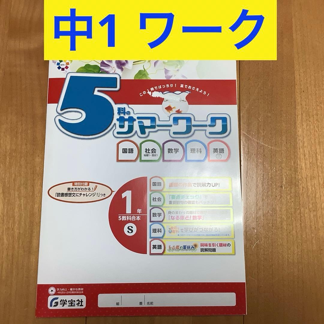 5科のサマーワーク 国語 社会 数学 理科 英語 中学1年生 学宝社 - メルカリ
