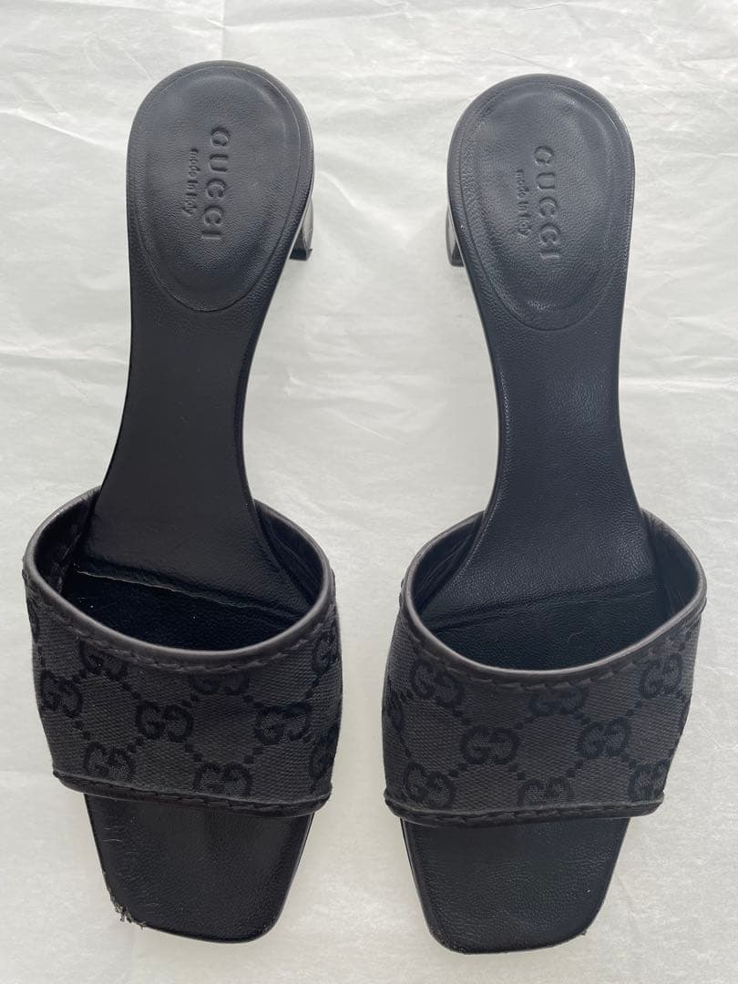 GUCCI グッチ ミュール GG柄 ブラック サンダル 箱袋付き - 靴ファッション