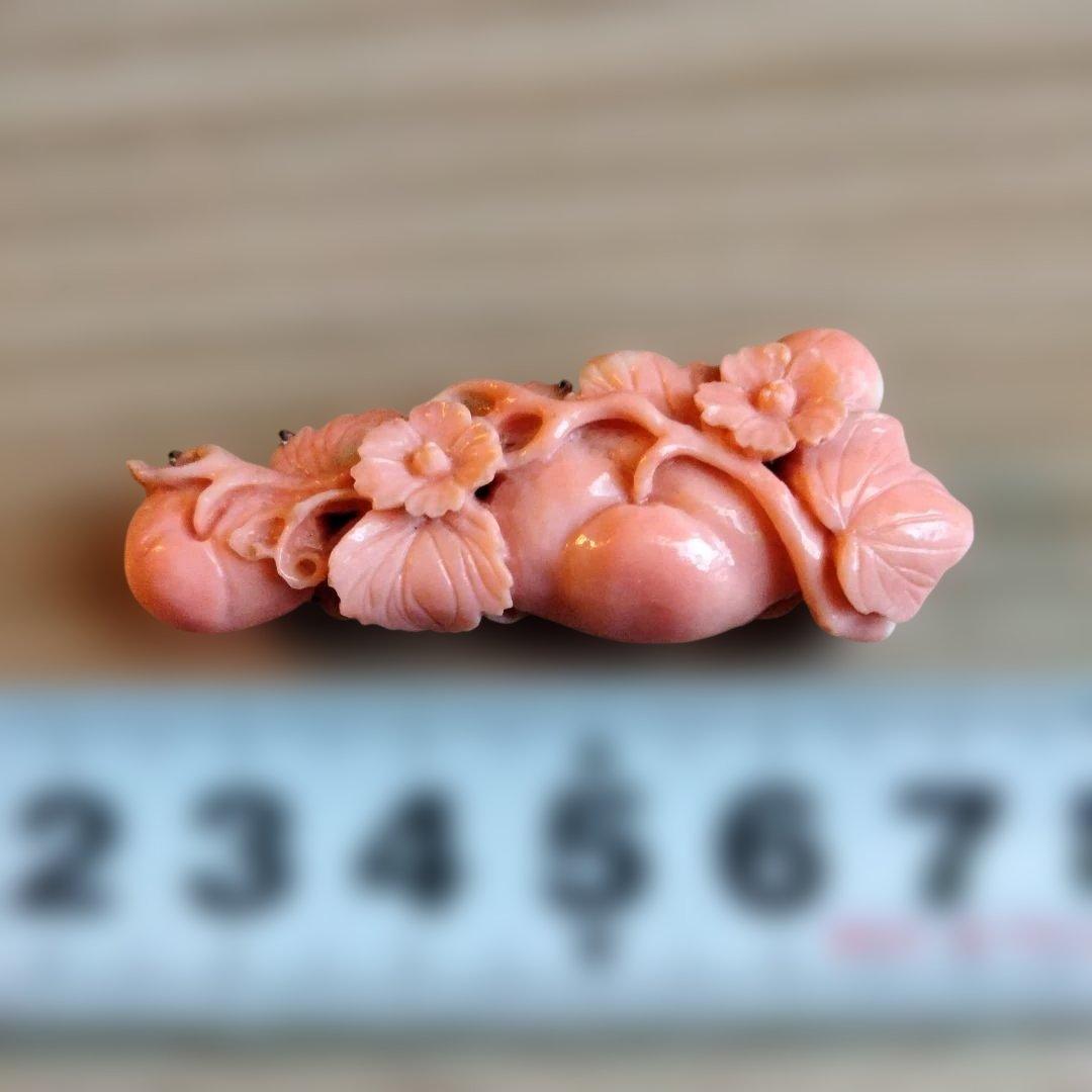 珊瑚 ブローチ 帯留め 15.8g