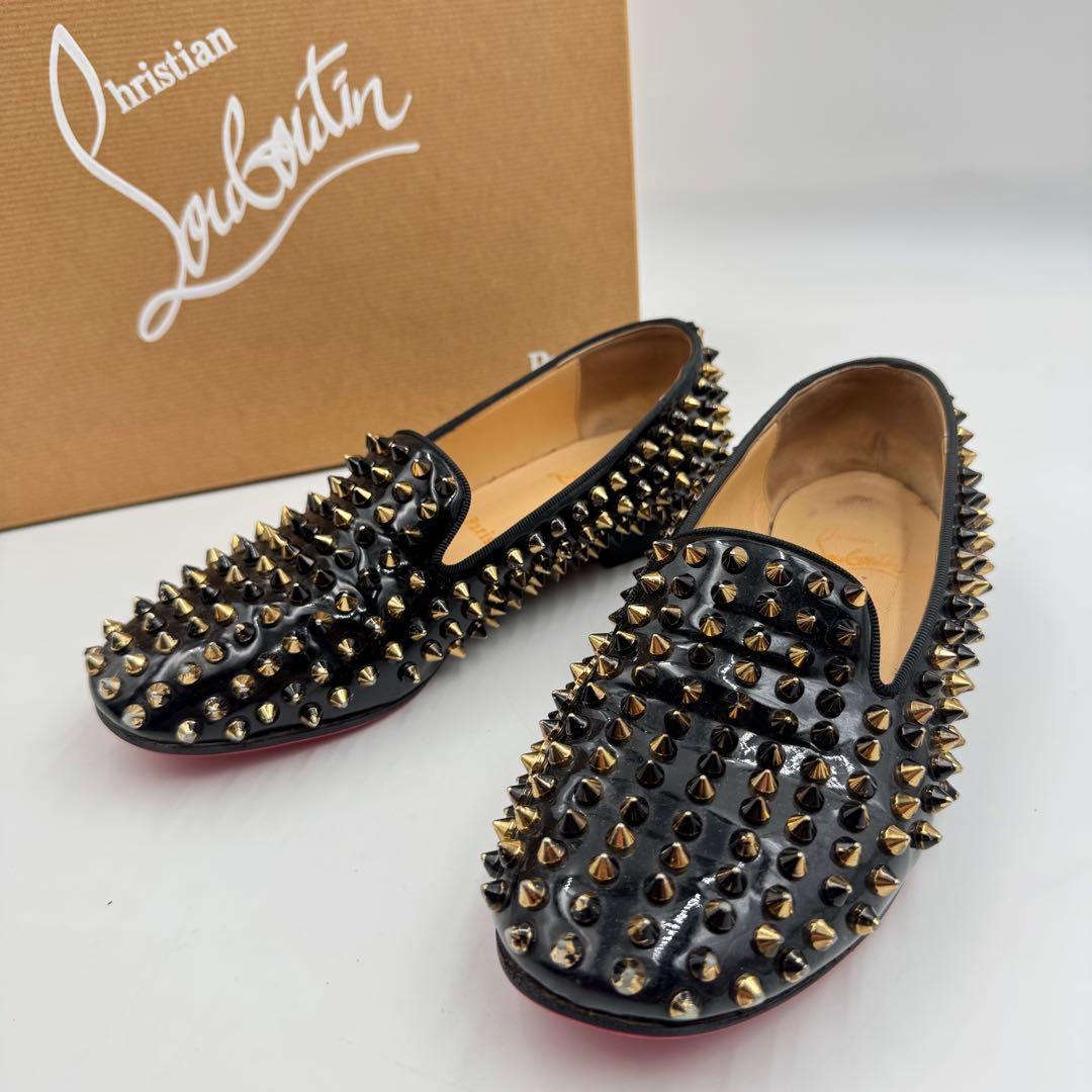 Christian Louboutin スタッズ フラット ブラック パンプス