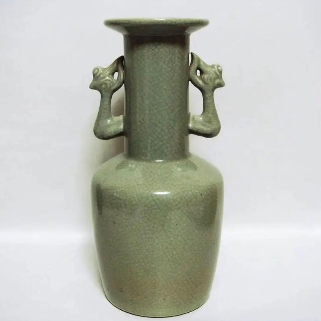 136『中国美術 青磁 花入壺』 /骨董品 古美術 古玩 アンティーク 美術