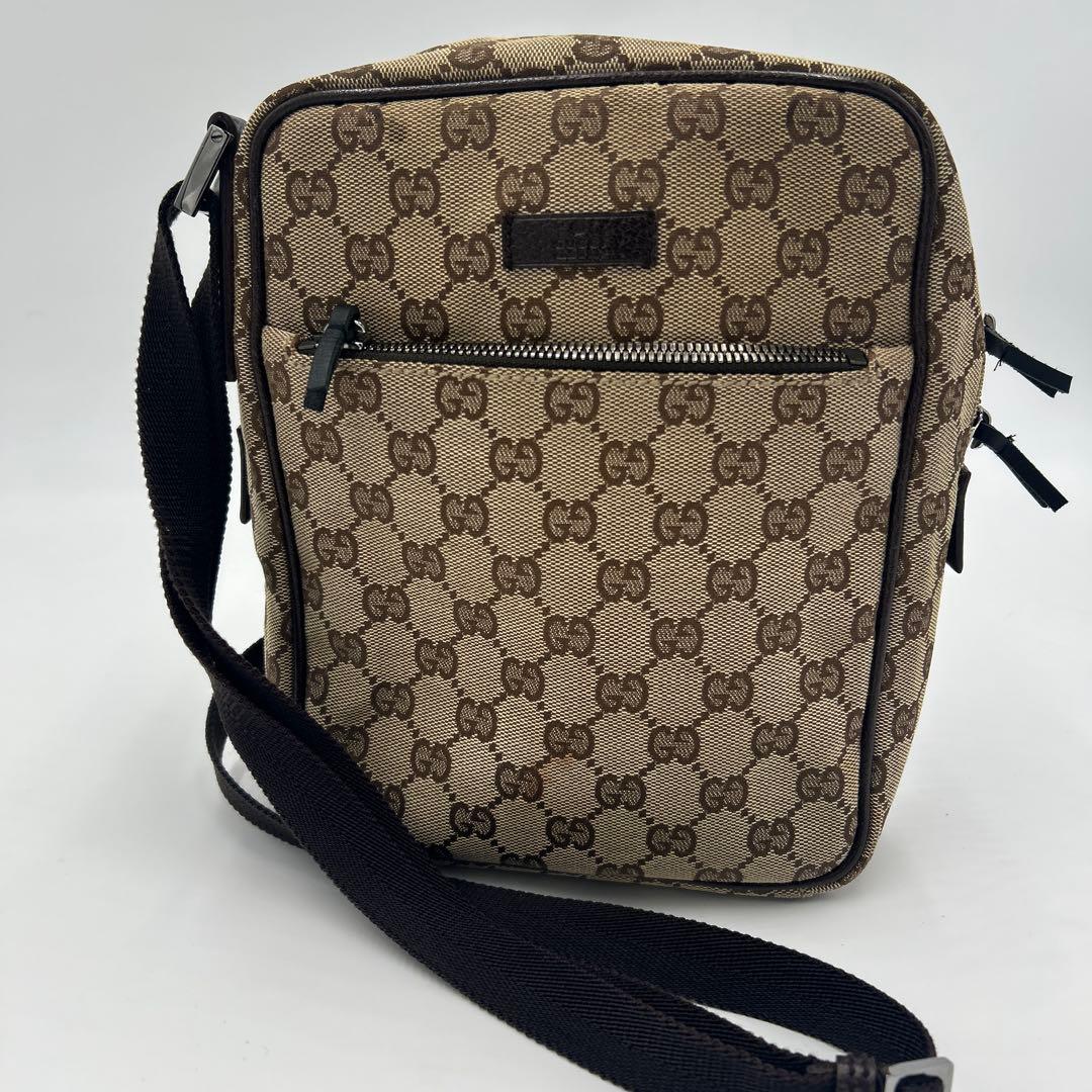 GUCCI グッチ GGキャンバス ショルダーバッグ　レザー　ロゴ GUCCI グッチ ショルダーバッグ GGキャンバス レザー シェリーライン