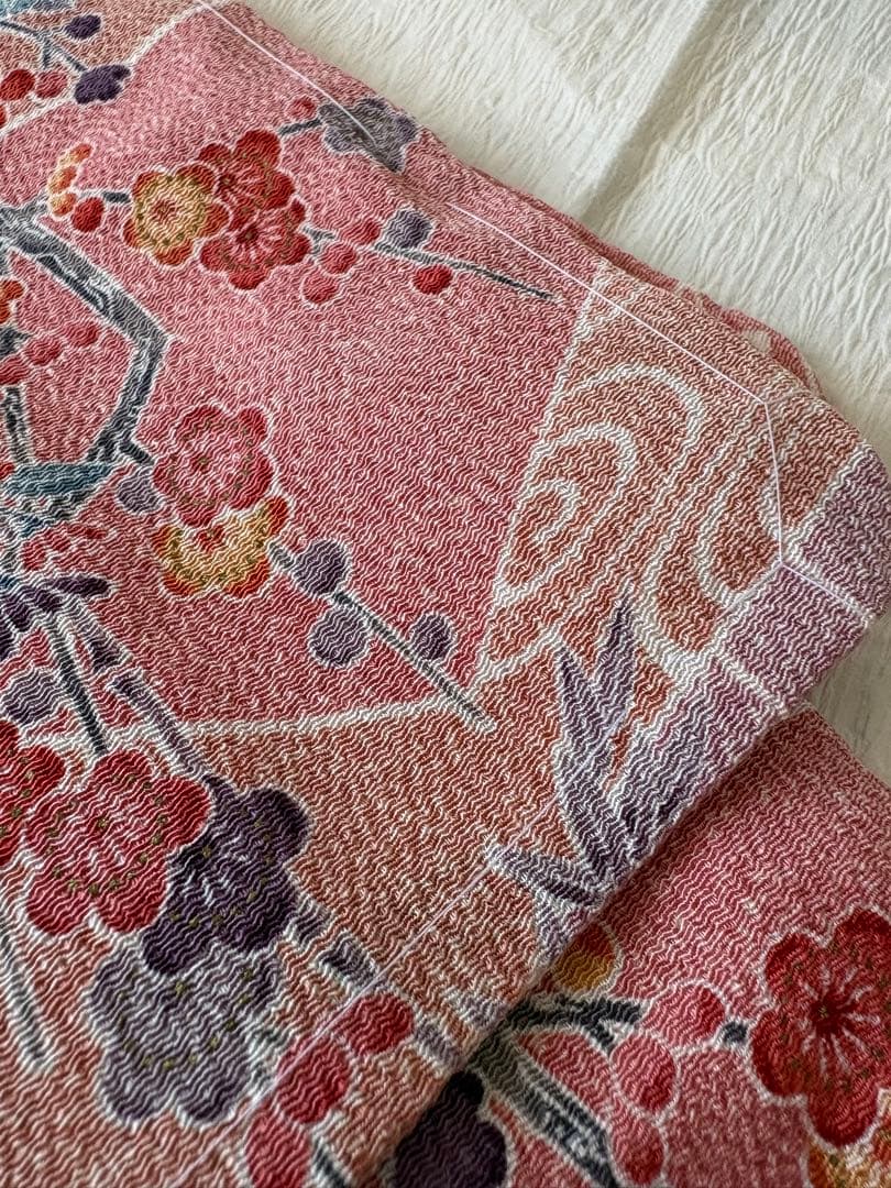 ❤️お姫様正絹小紋 鬼シボ縮緬 新品保管品 新品畳紙付き 着物のみ