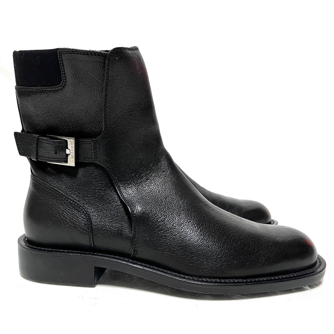 ★美品★GUCCI グッチ★レザーショートブーツ★40.5(25.5cm)★黒★