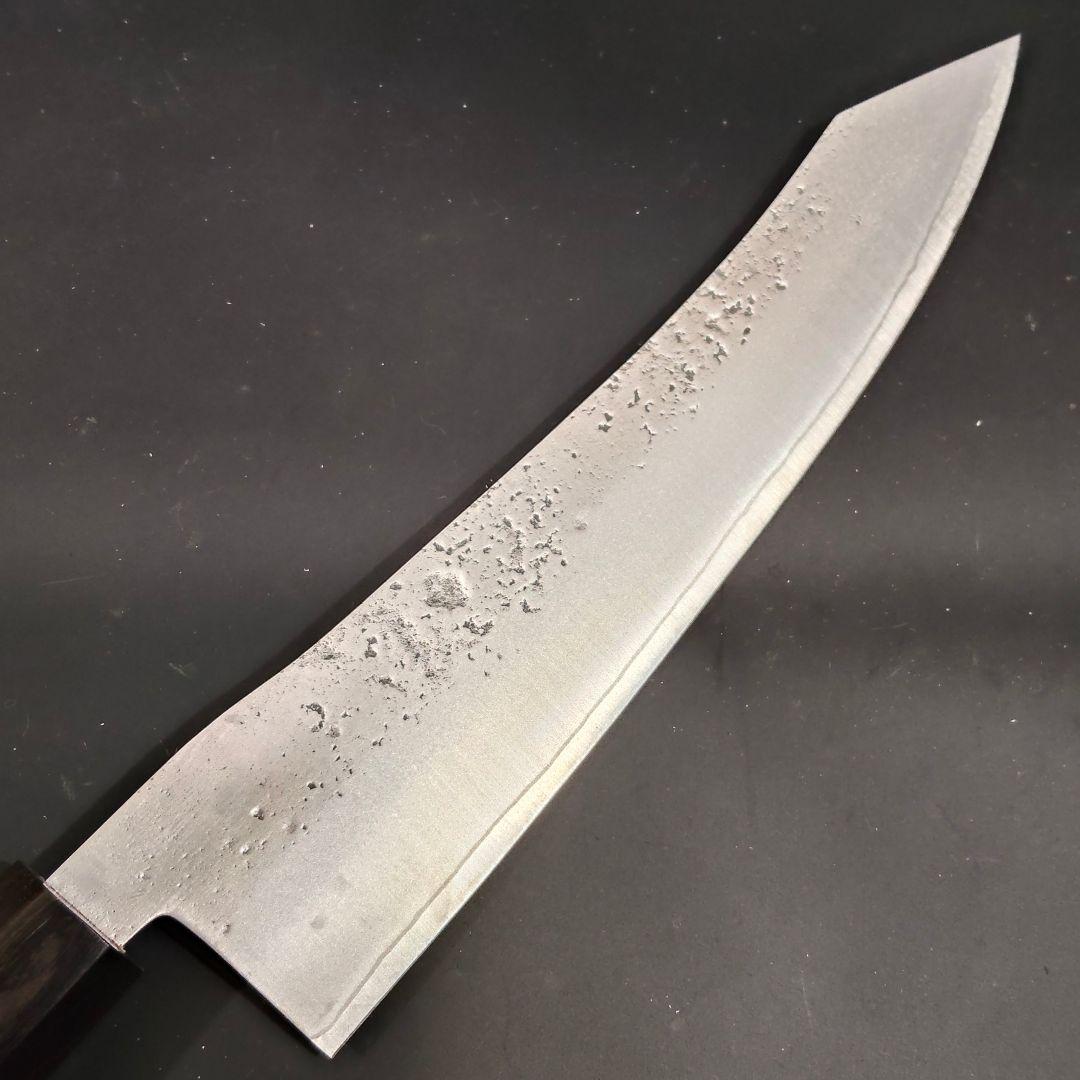 銀三 鬼反り 切付 本鍛造 なしじ 和牛刀 包丁 21cm 牛刀 黒檀八角柄