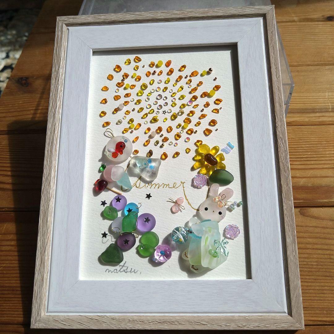 専用です。シーグラスアート うさちゃん思い出、夏、花火 - メルカリ