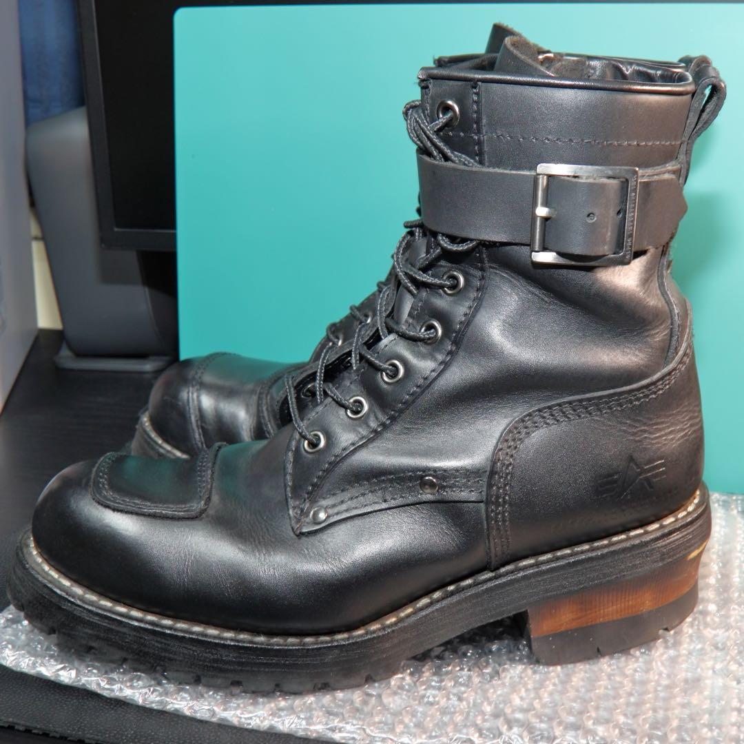 ALPHA INDUSTRIES 本革 バイカーブーツ 70018 26.0cm