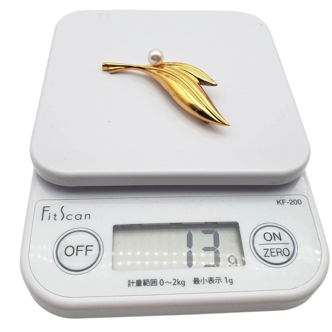 美品 ミキモト パール ブローチ リーフ 葉 7.1mm S刻印 本真珠