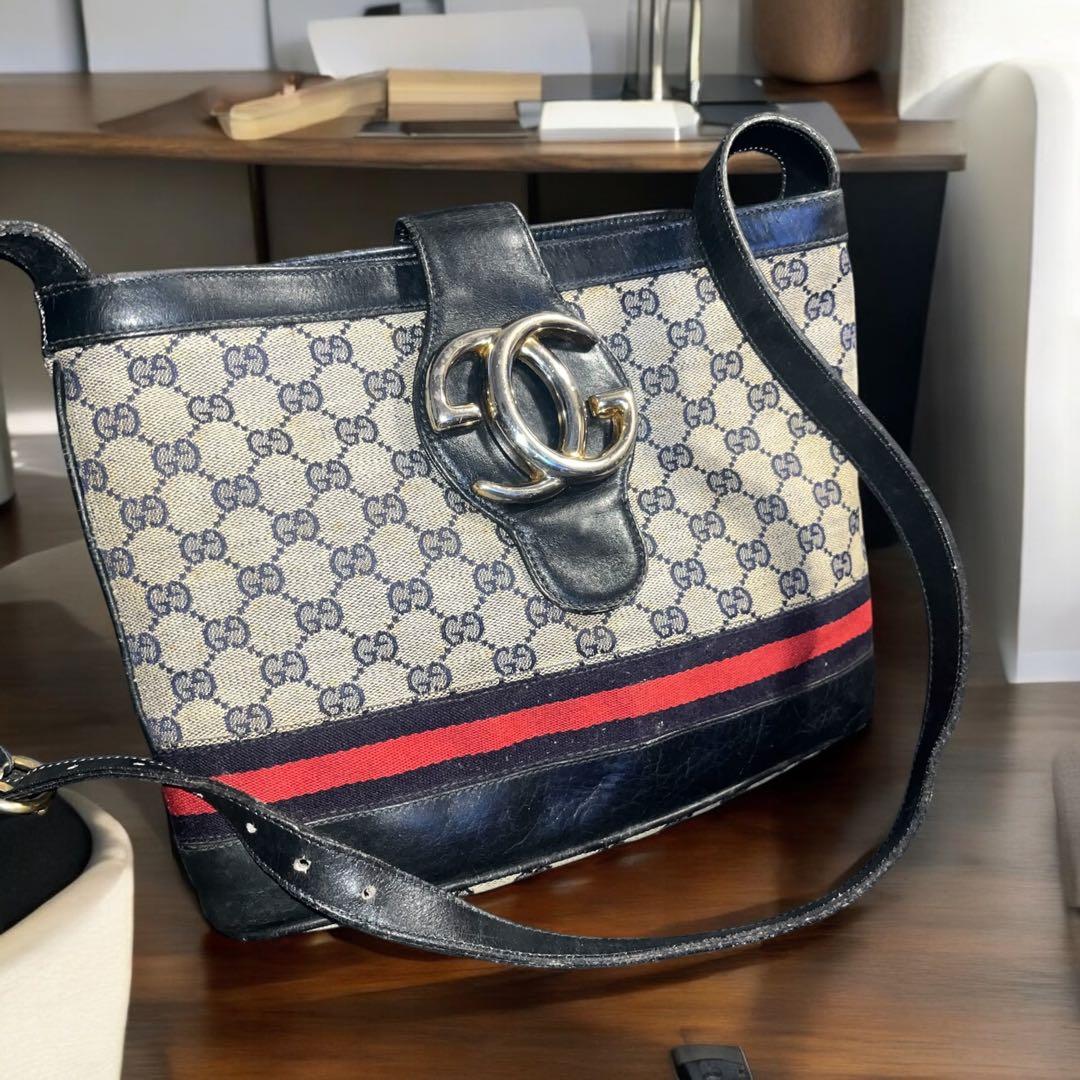 オールドグッチ GGスプリーム シェリーライン バケツ ショルダーバッグ