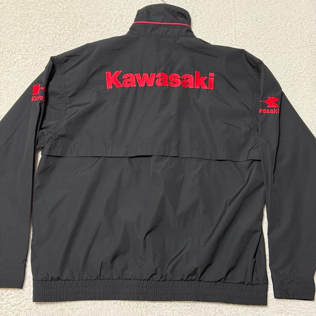 希少 美品 3L カワサキ 純正 ナイロンジャケット ブルゾン ロゴ刺繍 黒
