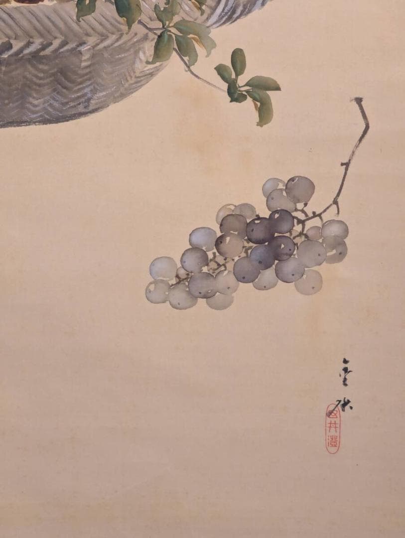 真作】掛軸 五井金水 静物 写実美に満ちた静物画の逸品 共箱入 T46