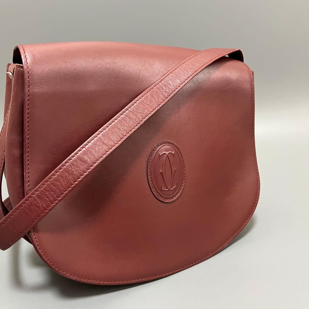 Cartier カルティエ マストライン ショルダーバッグ C金具 ボルドー