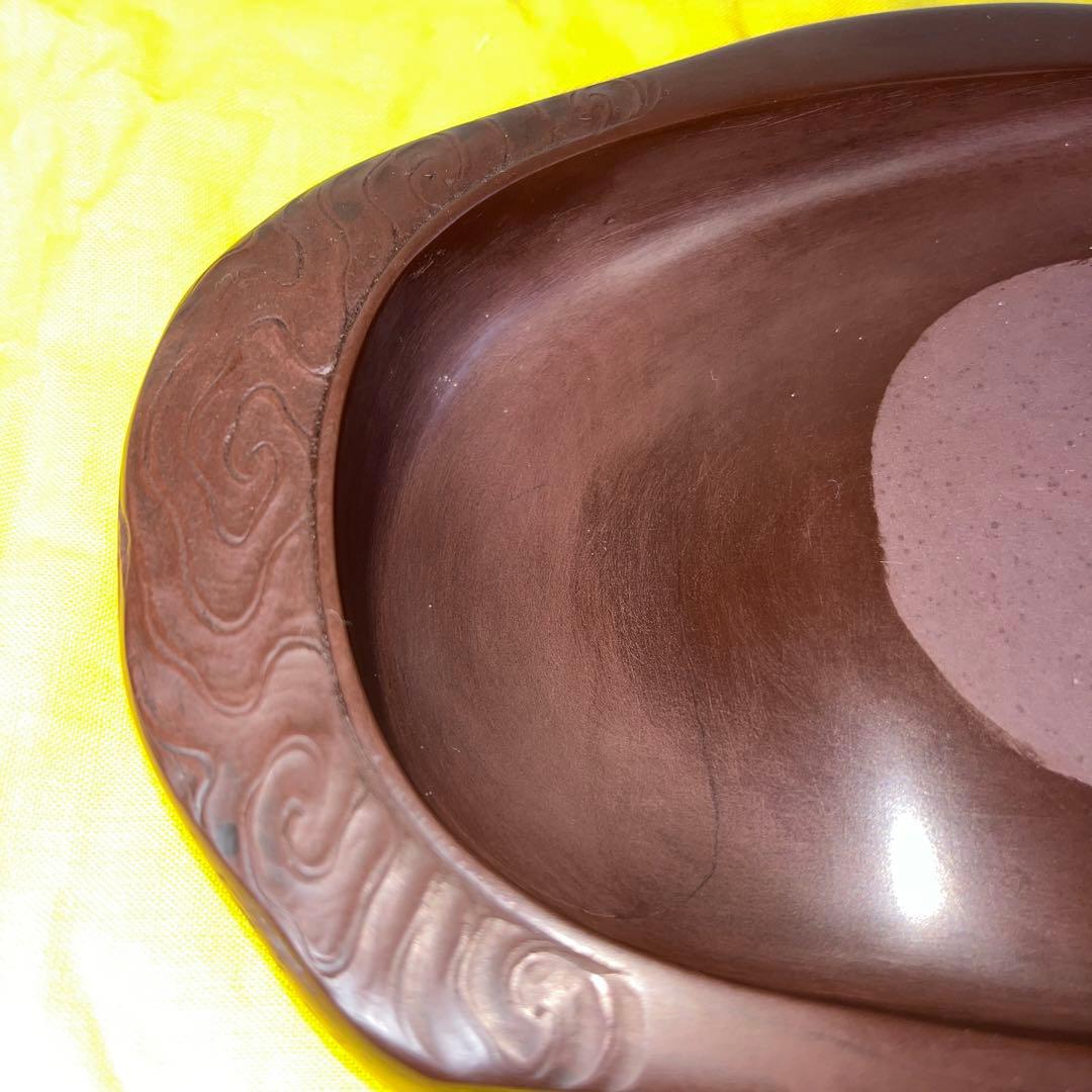 ⭕️紅渓石硯 相馬羊堂 希少 彫刻入 6寸大 美品大型 宮崎県延岡市 女性