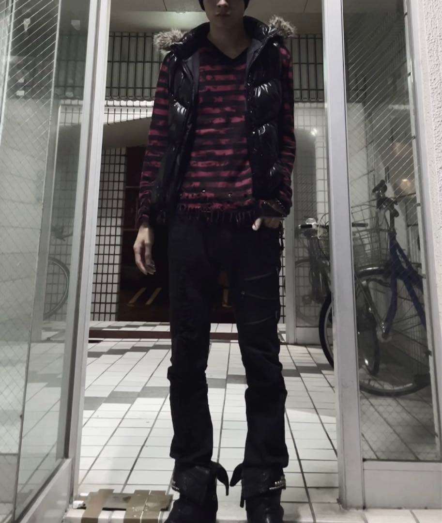 00s 平成ギャル ファー ダウン ベスト 光沢 お兄系 グランジ y2k