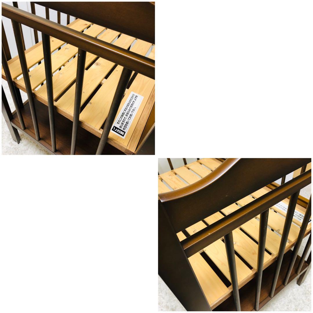 日本製 サワベビー ベビーベッド 木製 ブラウン ハイタイプ 澤田工業