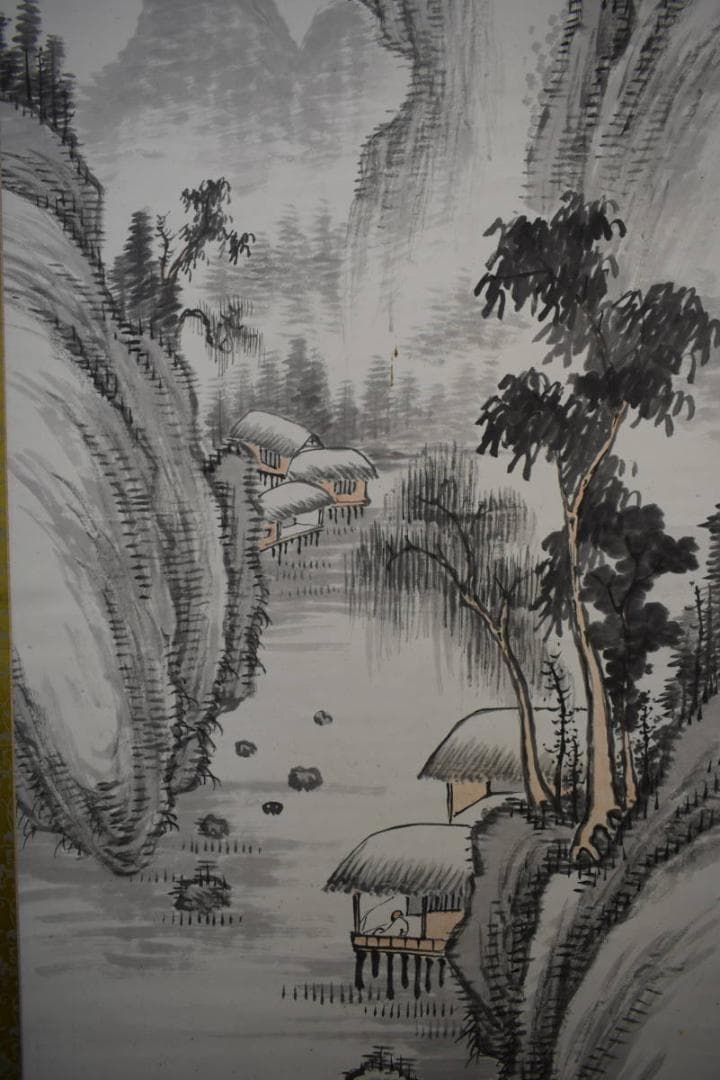 真作/柳塘逸人/山水画賛/布袋屋掛軸HK-116 - メルカリ