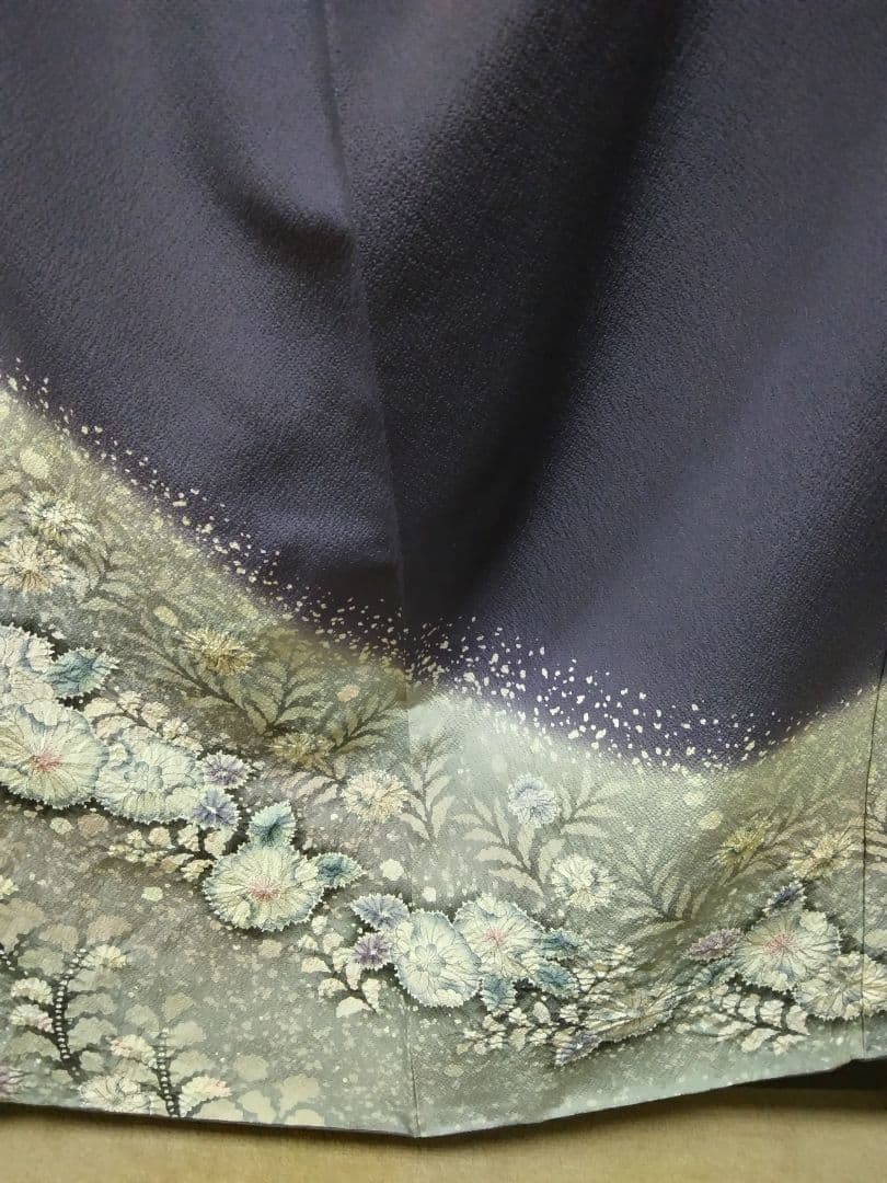 最終値下げ F‐315 訪問着 辻ヶ花 袷 暈し グレー系紫 作家落款 美品