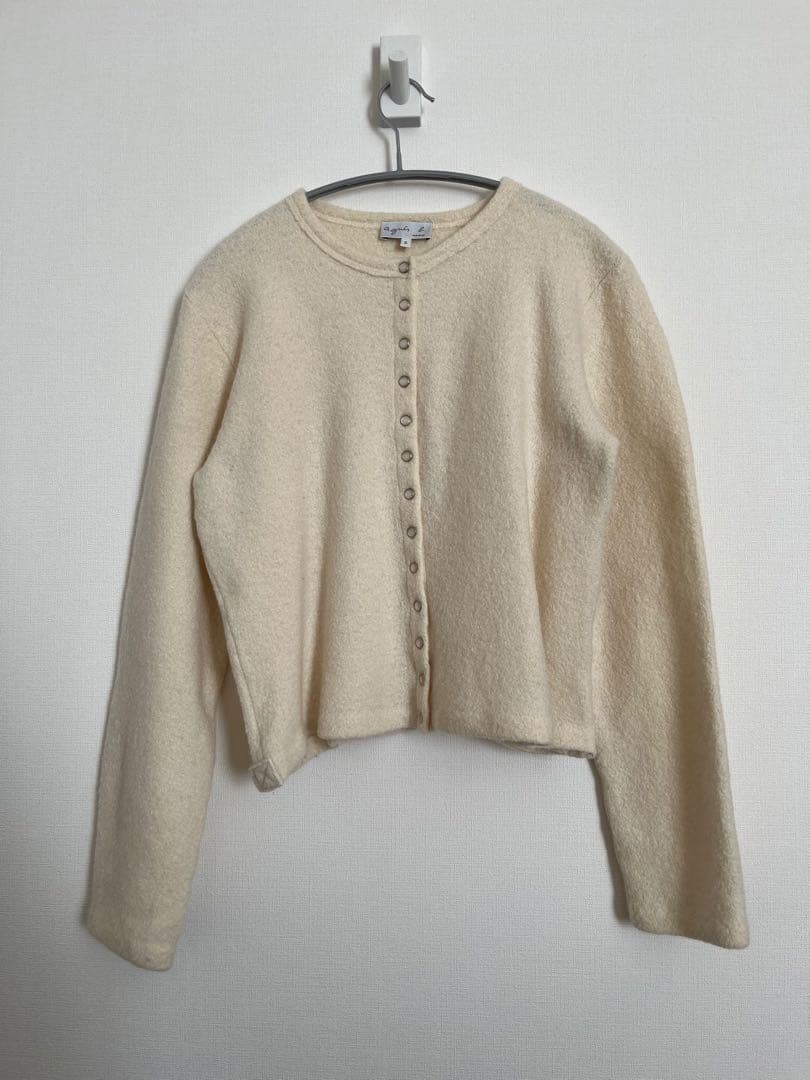 Agnès B. カーディガンプレッション　ウール100% ウール ジャージー フィンガーレス カーディガンプレッション ｜agnès