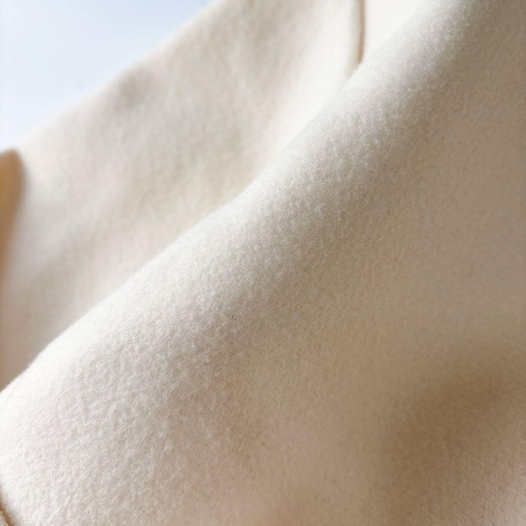 美品⁑セルフォード ノーカラーショートコート アイボリー 36 Aライン