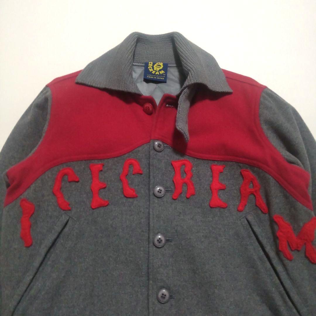 アイスクリーム 襟付きスタジャン ブランド ロゴ モンロー ワッペン