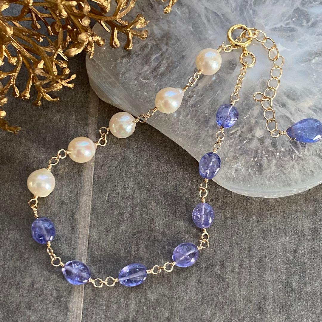 専用です】タンザナイト＆アコヤ真珠✴︎14kgfブレスレットB1