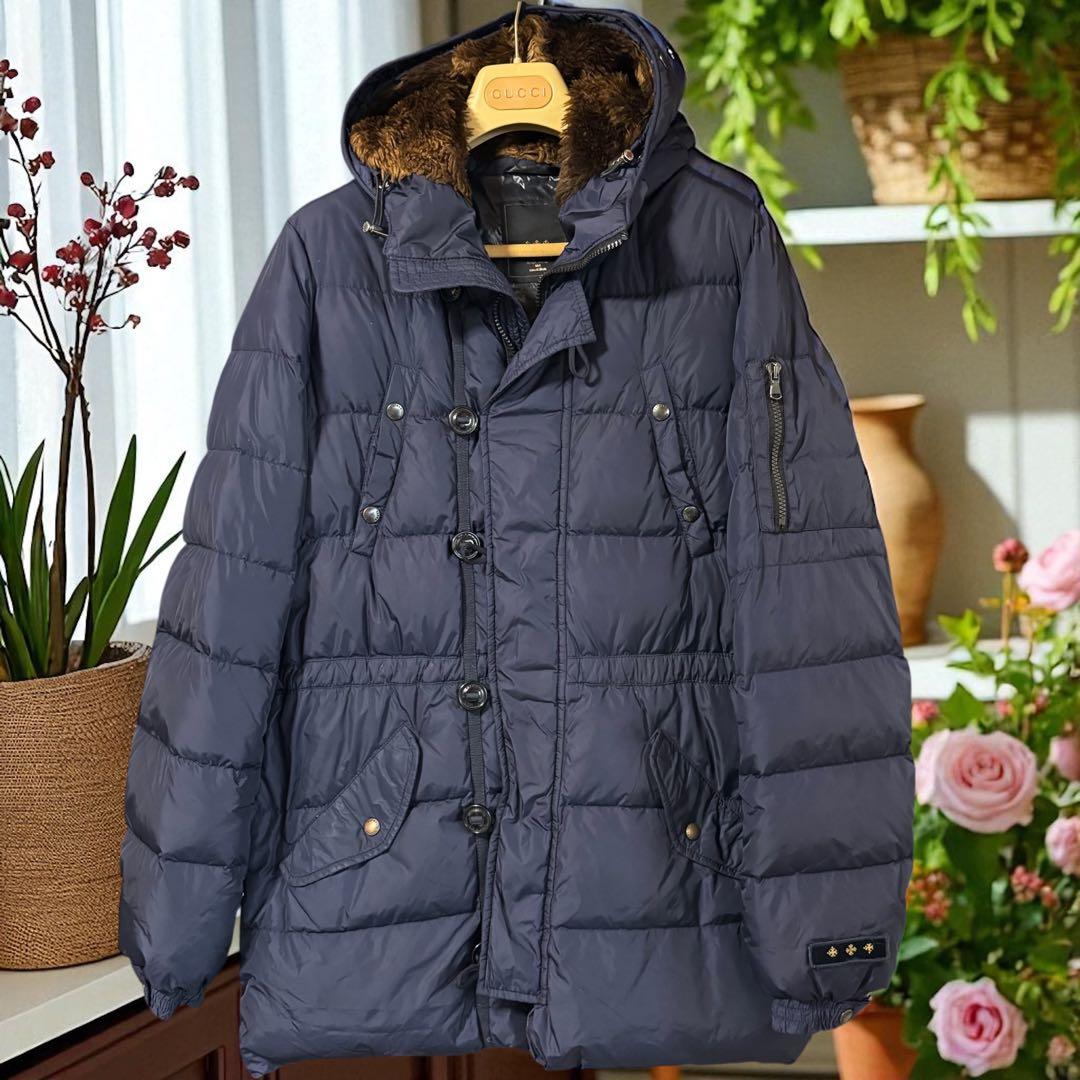 良品MTA13A4193タトラスTATRASネイビーダウンジャケットフード付き