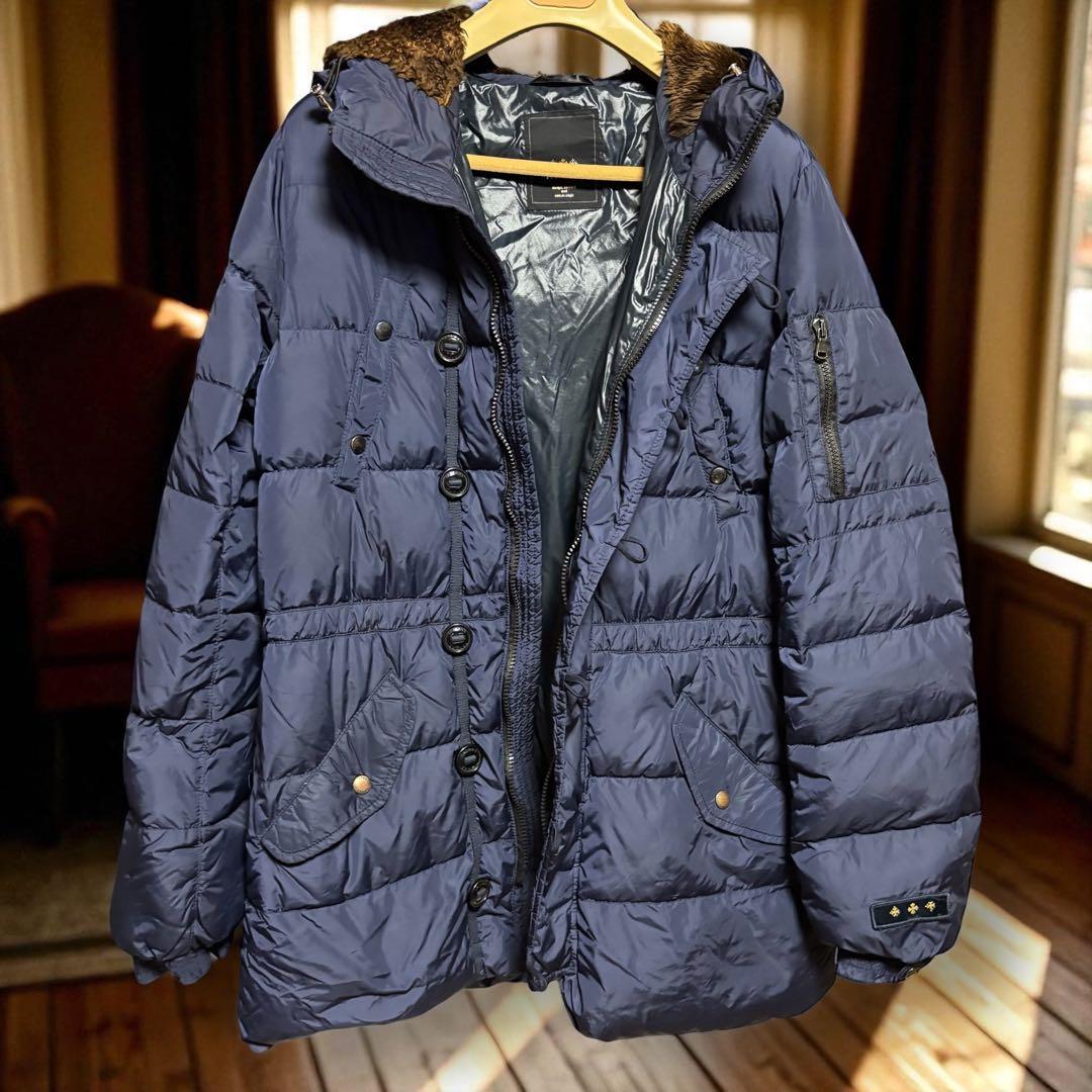 良品MTA13A4193タトラスTATRASネイビーダウンジャケットフード付き