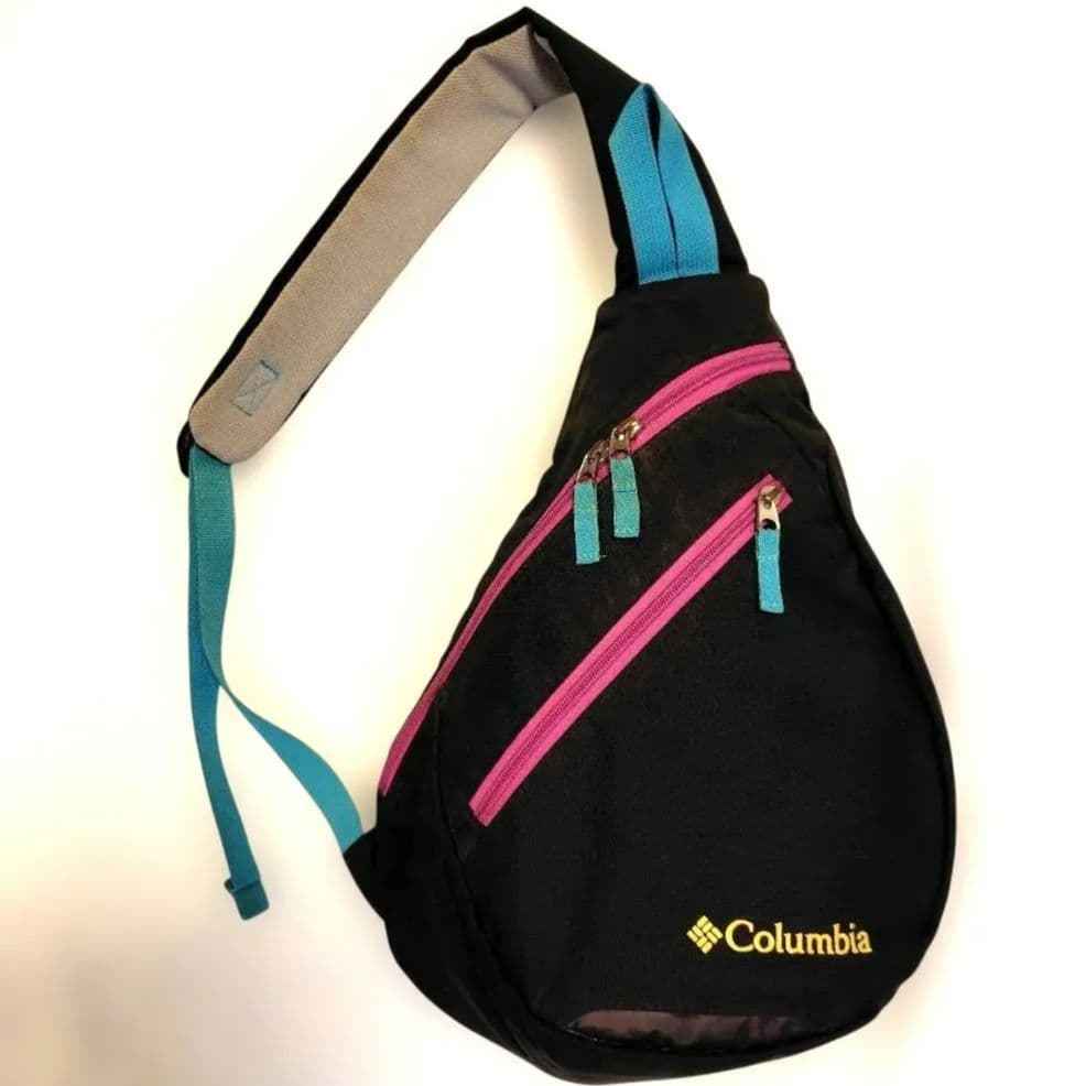 00s y2k コロンビア ワンショルダー スリングバッグ 黒/青/ピンク/黄