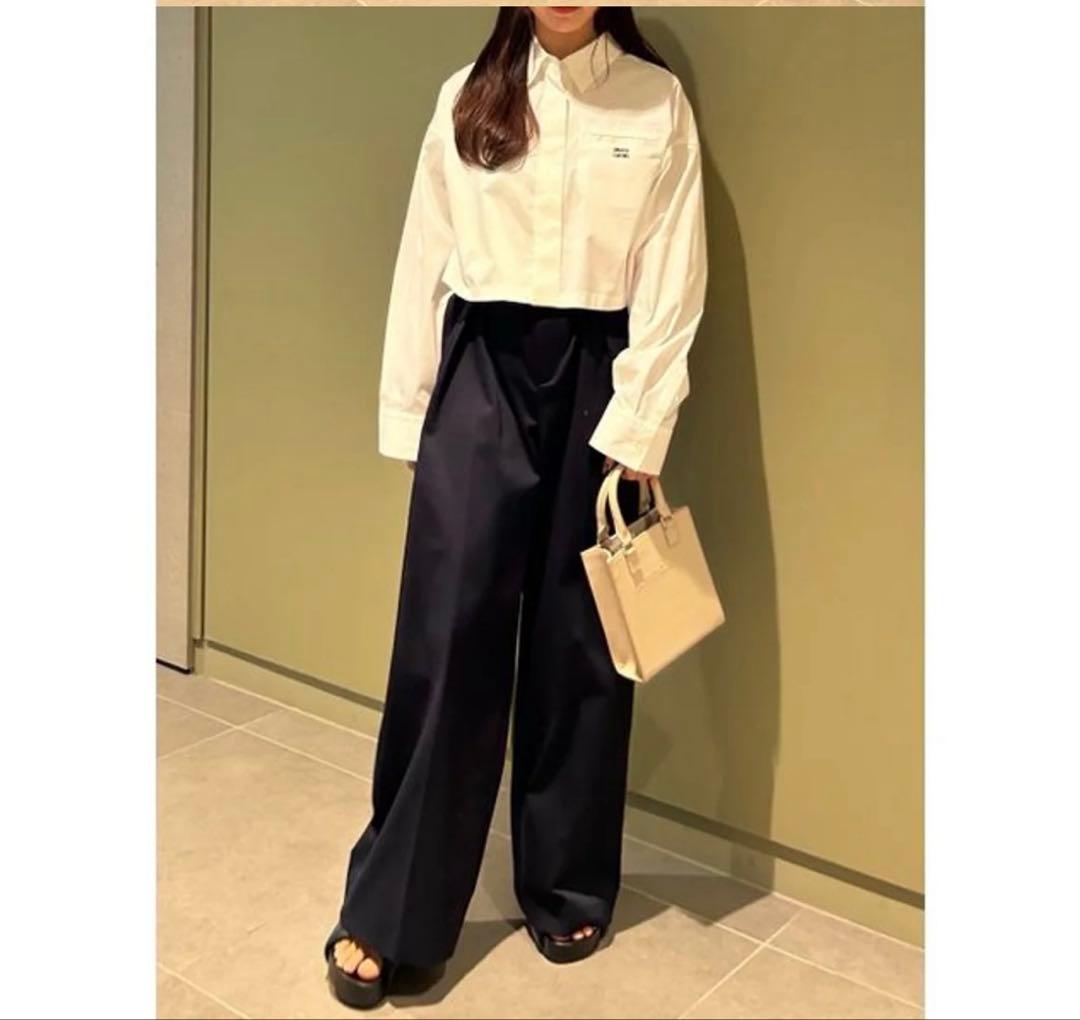 フレイアイディー 新品【pierre cardin】タックワイドチノパンツ 紺色