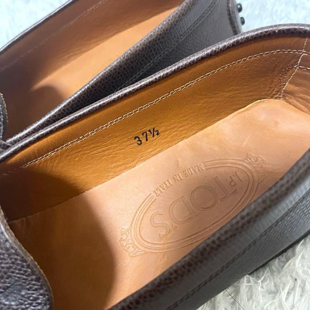 美品✨【TOD'S】トッズ　ドライビングシューズ　シボ革　ブラウン 24.5cm