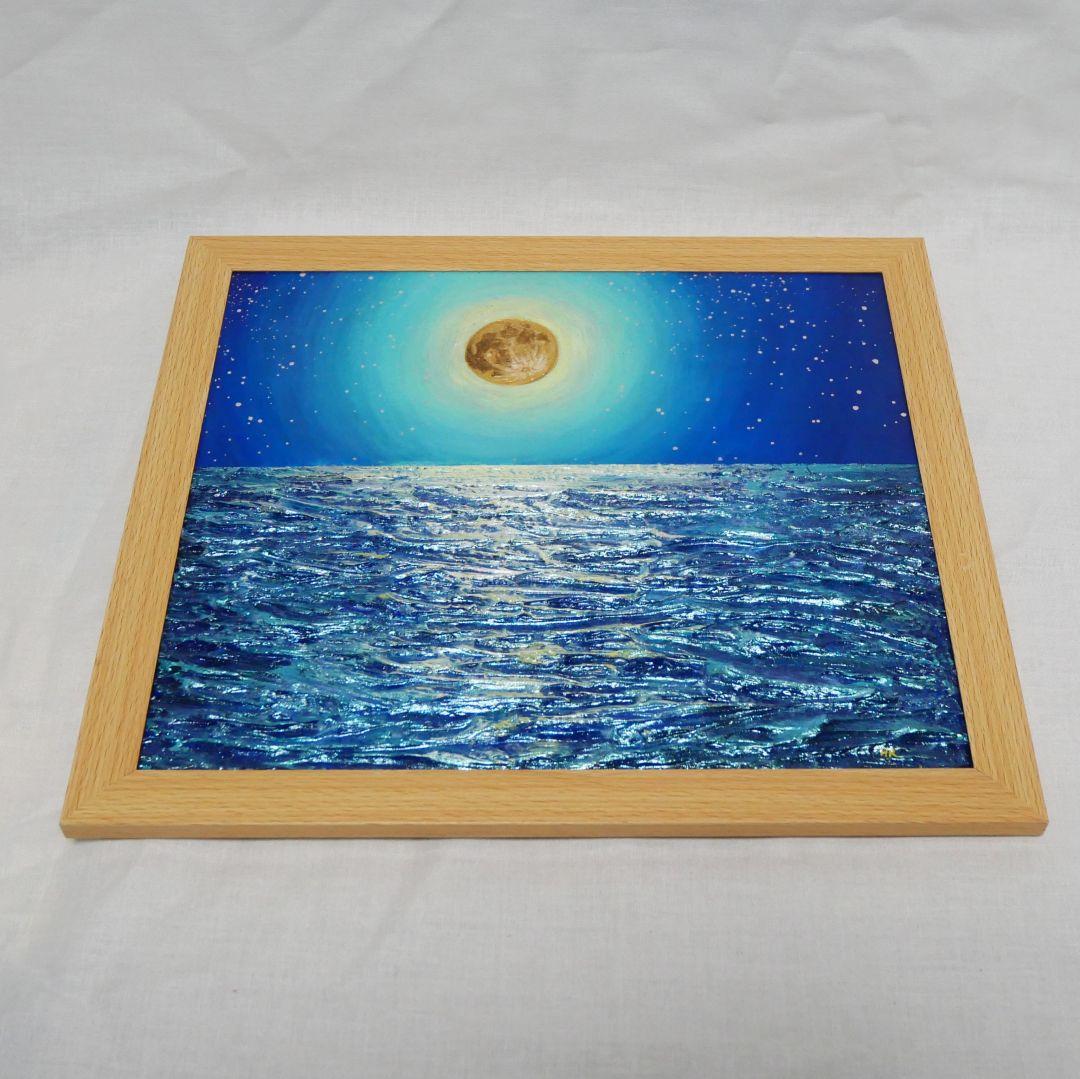 油絵 油彩 油彩画 絵 絵画【満月の海】 - メルカリ