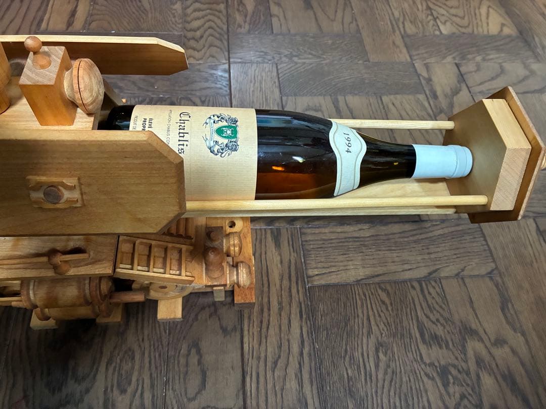 木製機関車模型 大型 ナチュラルウッド (ワインボトル1本グラス6個収納可)