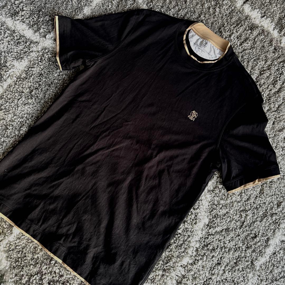【美品】BRUNELLO CUCINELLI ブルネロクチネリ　黒 Tシャツ BRUNELLO CUCINELLI(ブルネロクチネリ) Tシャツ・カットソー(メンズ
