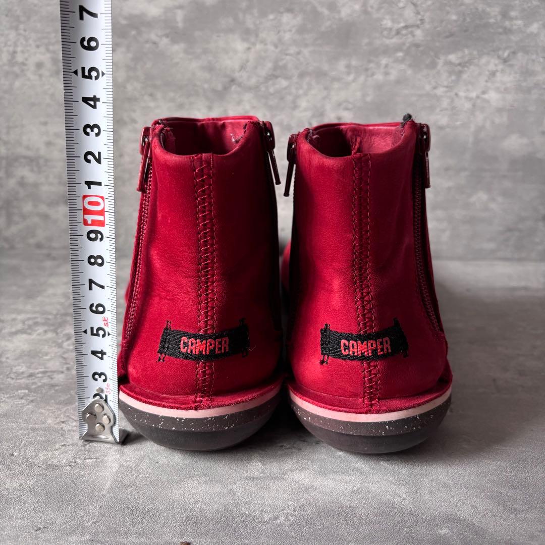 美品】CAMPER カンペール 赤 スエード ショートブーツ ダブルジップ